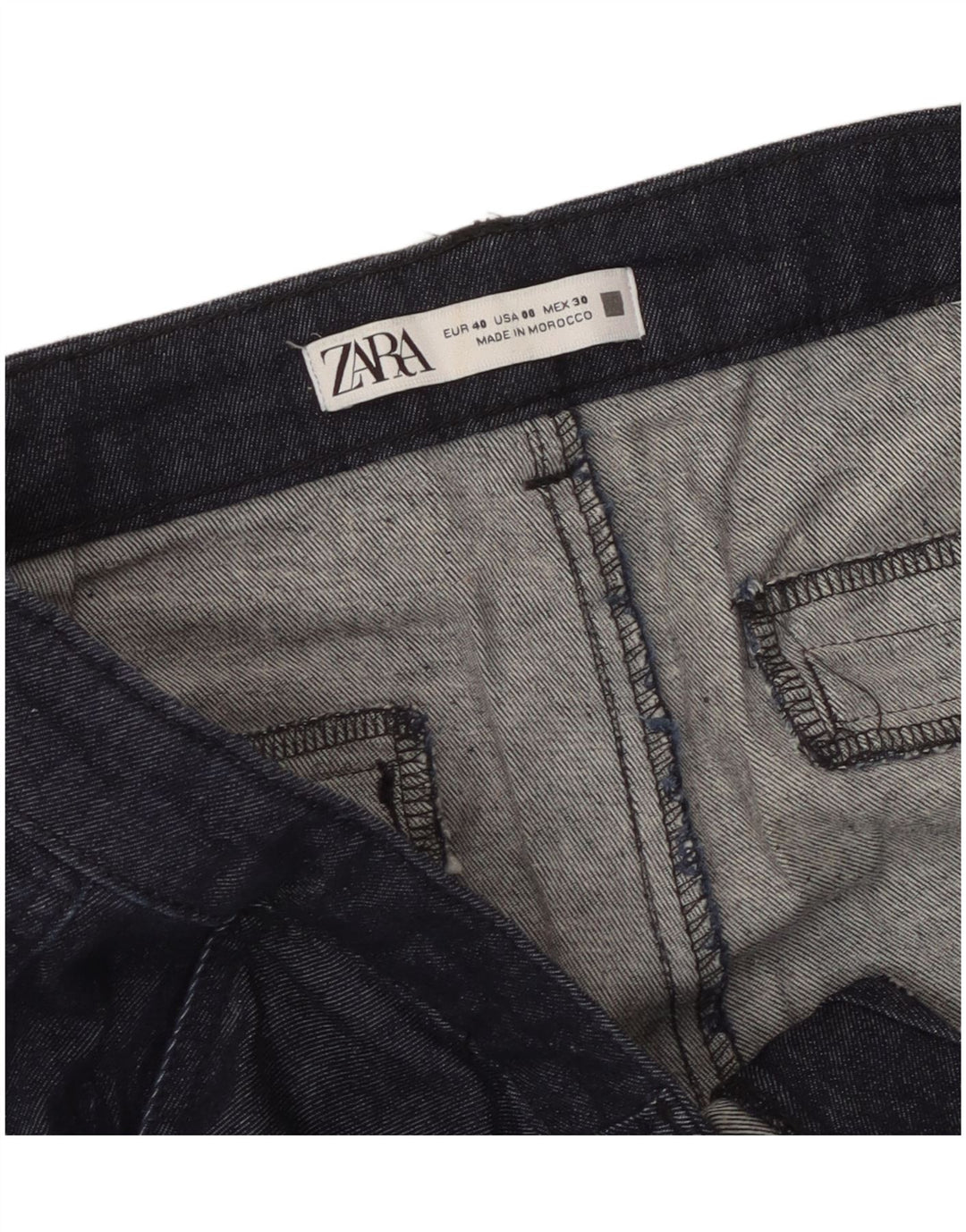 Zara Womens Cropped Trousers EU 40 Medium W30 L25 Navy Blue