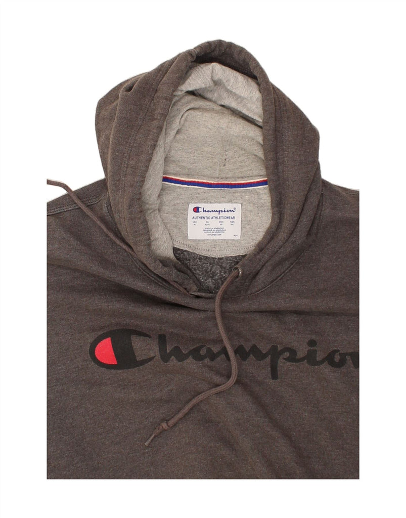 CHAMPION Mens Graphic Hoodie Jumper XL Grey Cotton | Vintage Champion | Thrift | Second-Hand Champion | Used Clothing | Messina Hembry 