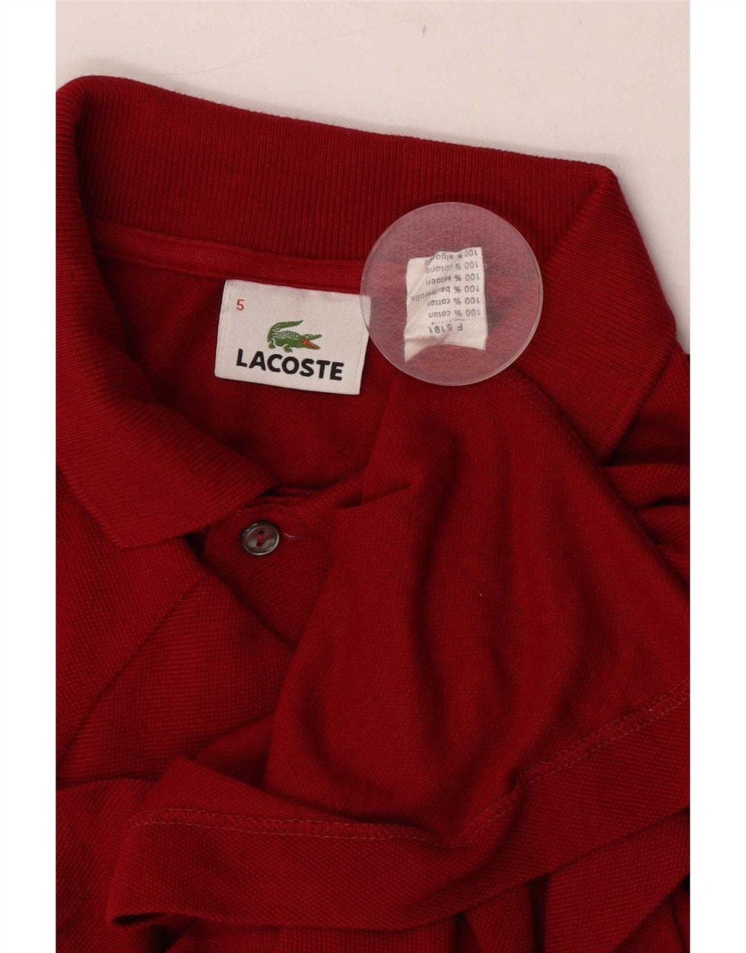 Lacoste Mens Polo Shirt Size 5 Large Red Cotton