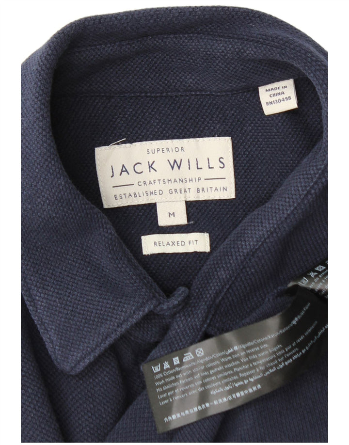 Jack Wills Mens Relaxed Fit Shirt Medium Navy Blue Cotton