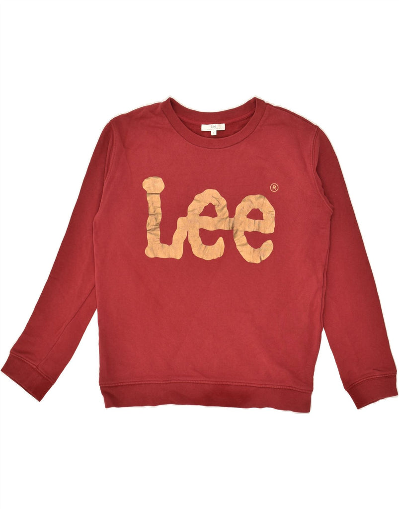 LEE Womens Graphic Sweatshirt Jumper UK 14 Medium Red Cotton | Vintage Lee | Thrift | Second-Hand Lee | Used Clothing | Messina Hembry 