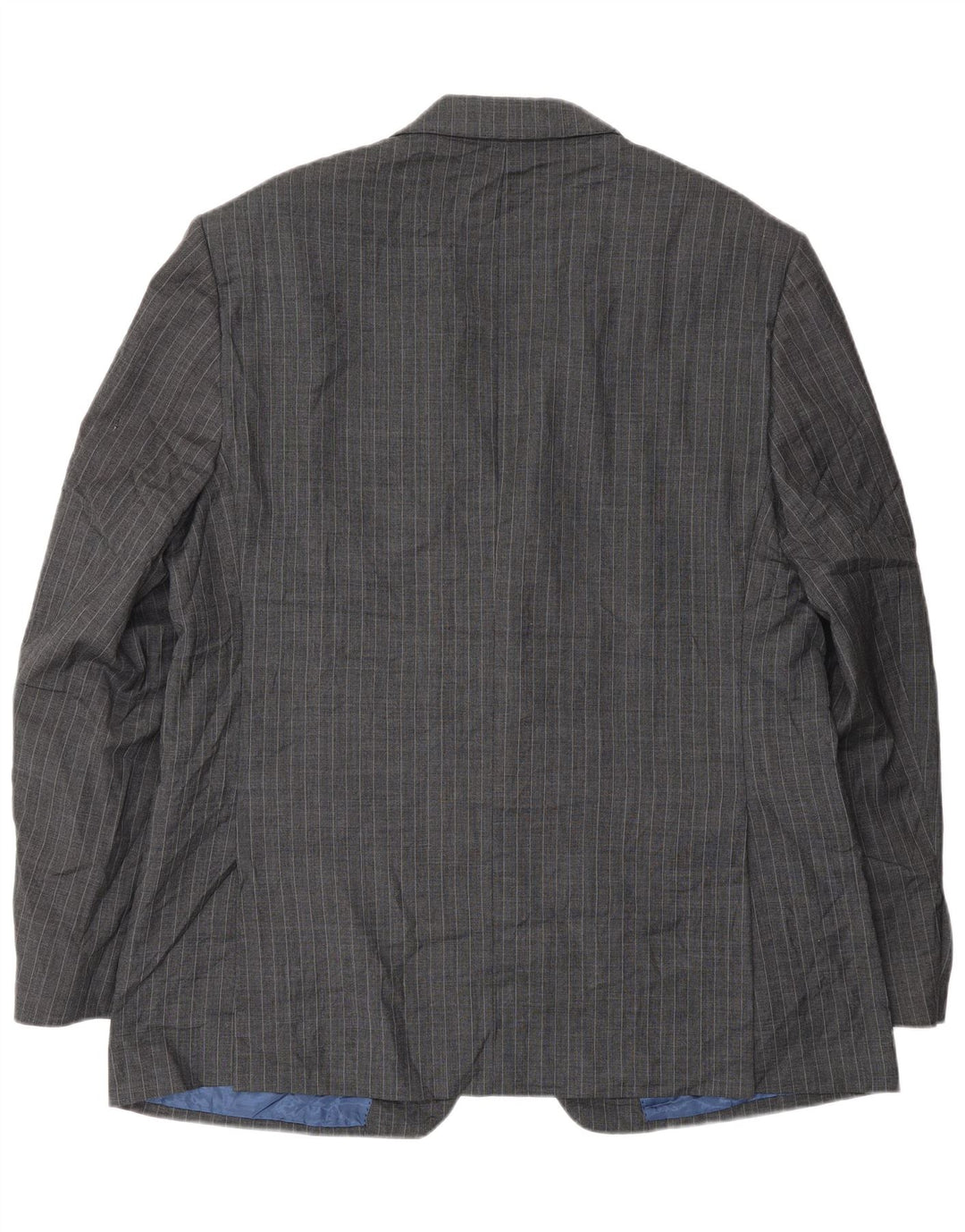 Marks & Spencer Mens 2 Button Blazer Jacket UK 44 XL Grey Pinstripe Wool