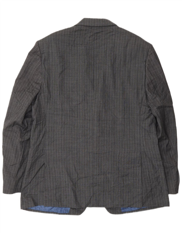 Marks & Spencer Mens 2 Button Blazer Jacket UK 44 XL Grey Pinstripe Wool