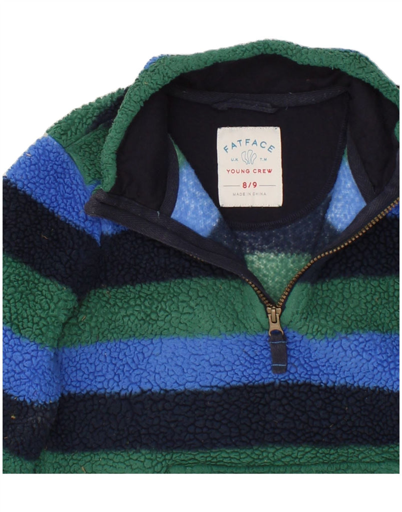 FAT FACE Boys Zip Neck Fleece Jumper 8-9 Years Multicoloured Striped Vintage Fat Face and Second-Hand Fat Face from Messina Hembry 