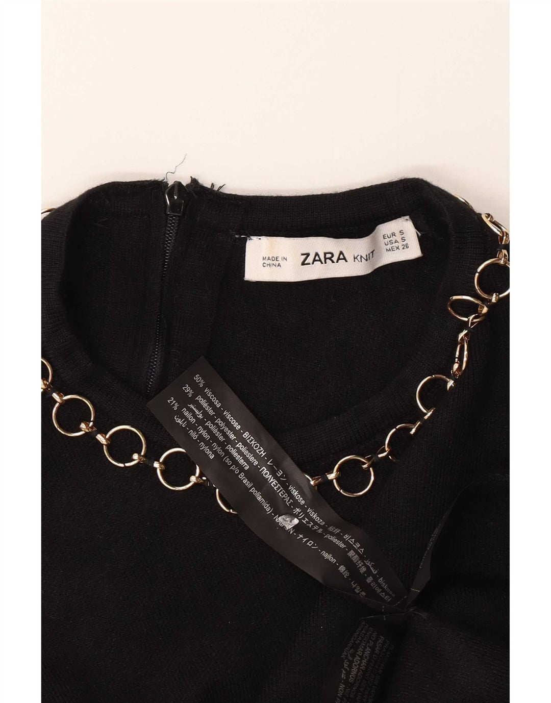 Zara Womens Crop Blouse Top UK 10 Small Black Viscose