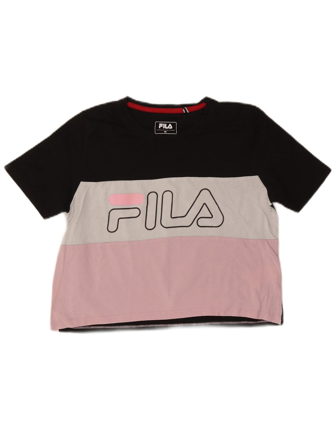 FILA Womens Graphic T-Shirt Top UK 12 Medium Multicoloured Colourblock