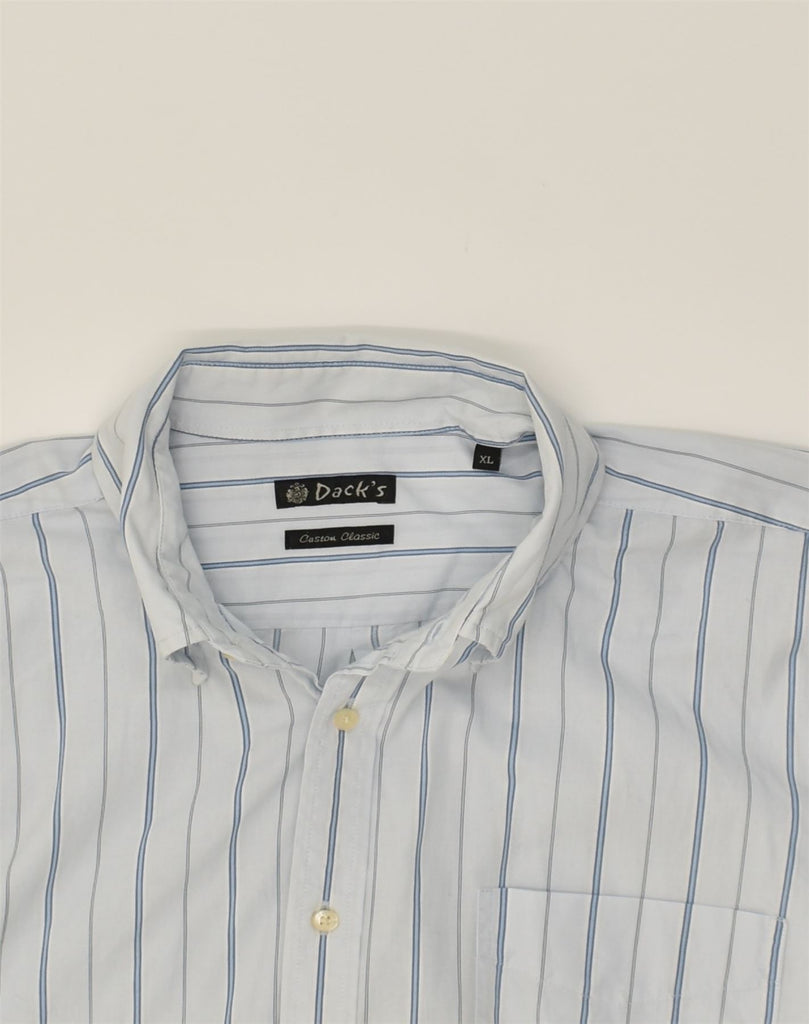 DACK'S Mens Classics Short Sleeve Shirt XL Blue Striped Cotton | Vintage Dack's | Thrift | Second-Hand Dack's | Used Clothing | Messina Hembry 