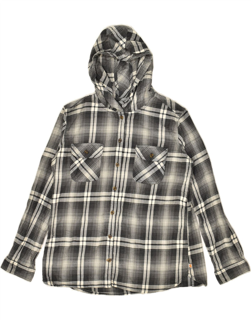 CARHARTT Womens Hooded Shirt US 12/14 Large Black Check Cotton | Vintage Carhartt | Thrift | Second-Hand Carhartt | Used Clothing | Messina Hembry 