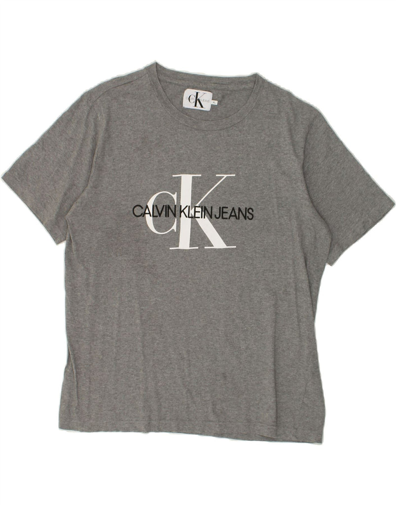 CALVIN KLEIN JEANS Womens Graphic T-Shirt Top UK 18 XL Grey Cotton | Vintage Calvin Klein Jeans | Thrift | Second-Hand Calvin Klein Jeans | Used Clothing | Messina Hembry 