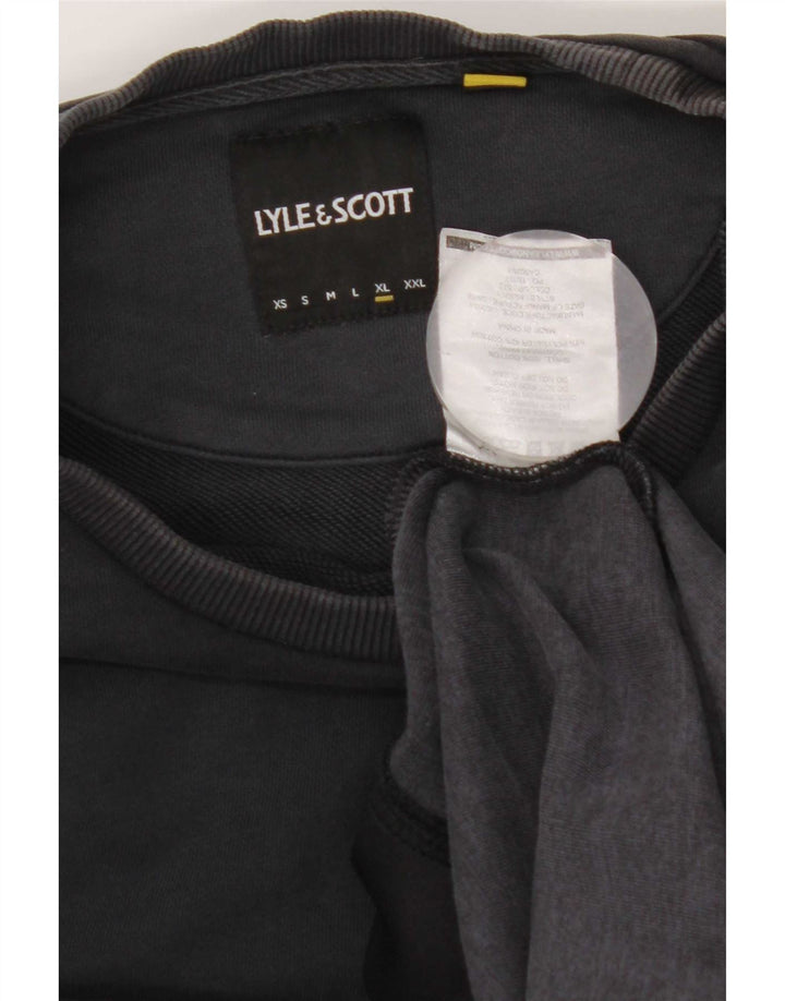 Lyle & Scott Mens Sweatshirt Jumper XL Black Colourblock Cotton