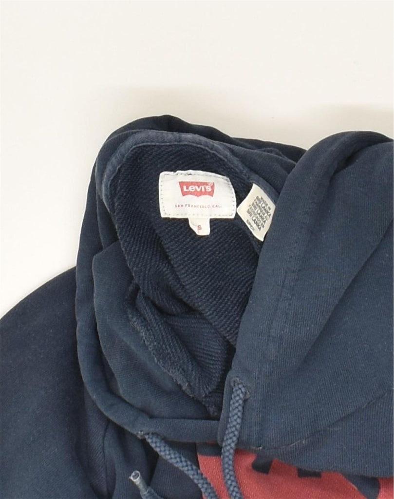 LEVI'S Mens Graphic Hoodie Jumper Small Navy Blue Cotton | Vintage Levi's | Thrift | Second-Hand Levi's | Used Clothing | Messina Hembry 