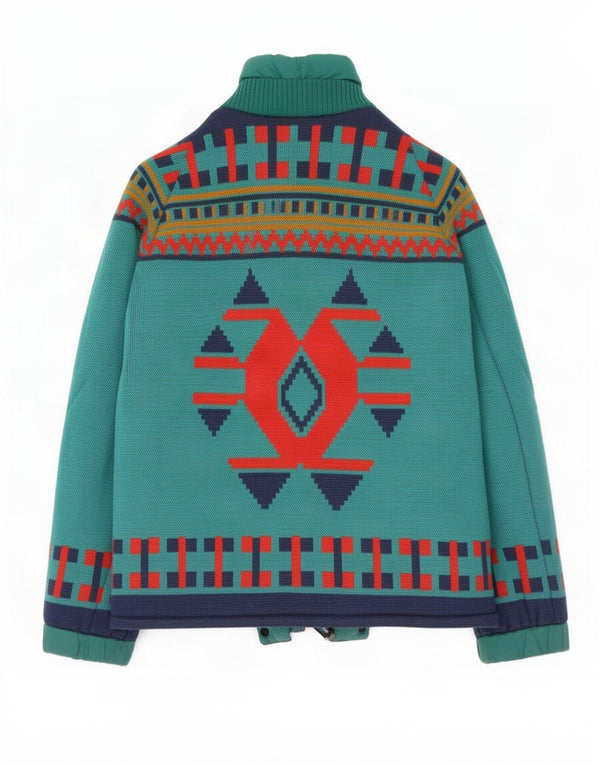Brunik Mens Reversible Jacket UK 38 Medium Green Geometric