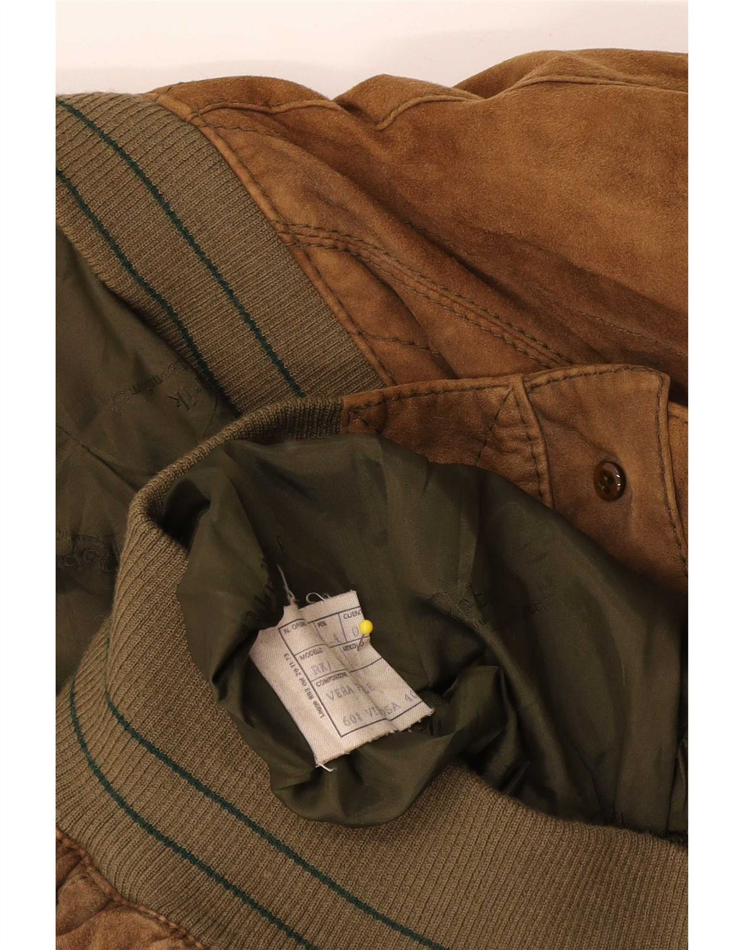 Robrik Mens Suede Bomber Jacket IT 52 Large Beige Leather