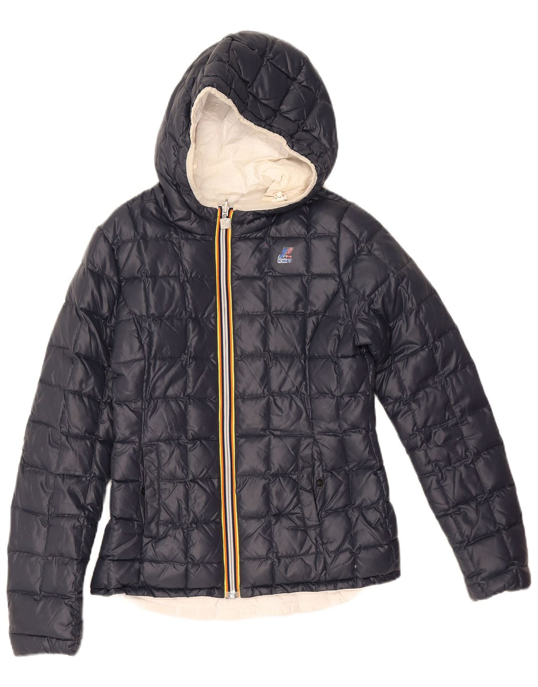 K-Way Girls Hooded Padded Jacket 7-8 Years Navy Blue