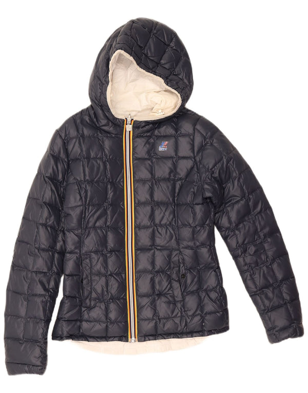 K-Way Girls Hooded Padded Jacket 7-8 Years Navy Blue
