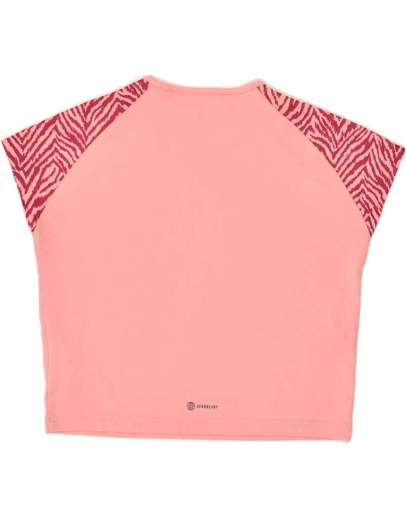 ADIDAS Girls Crop Graphic T-Shirt Top 13-14 Years Pink Colourblock | Vintage Adidas | Thrift | Second-Hand Adidas | Used Clothing | Messina Hembry 