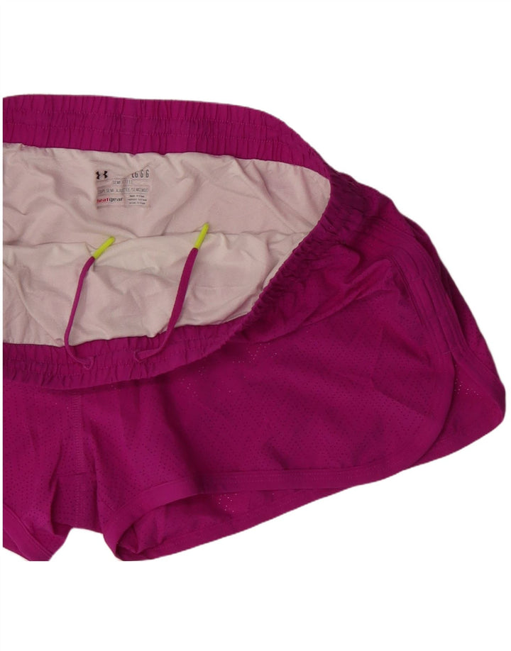 Under Armour Womens Heat Gear Sport Shorts UK 16 Large  Pink Polyester