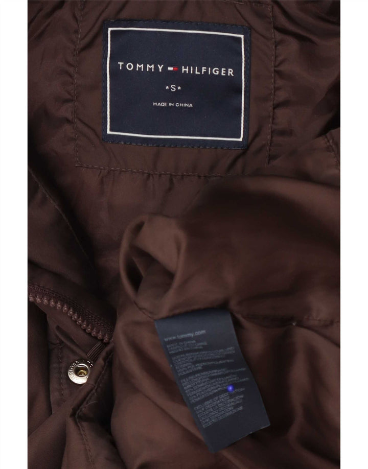 Tommy Hilfiger Womens Hooded Padded Jacket UK 10 Small Brown Polyester