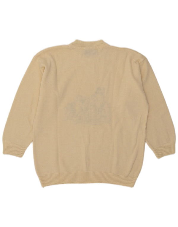 Cristal Paul Womens Graphic Crew Neck Jumper Sweater UK 18 XL Off White