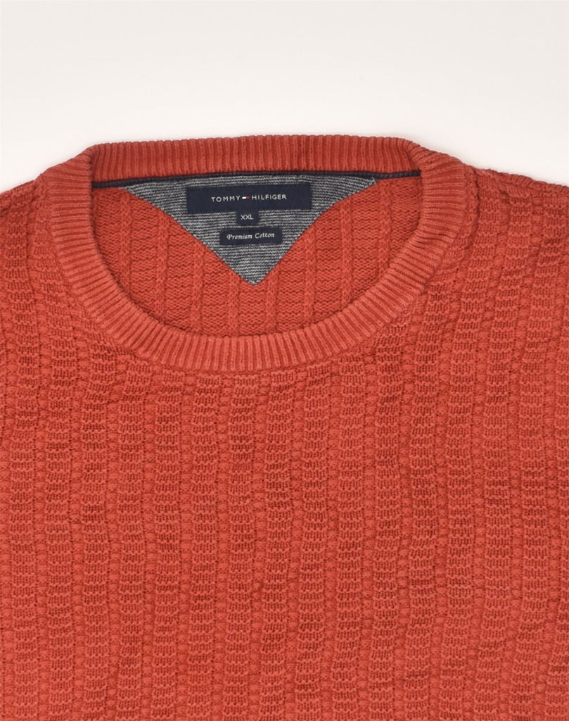 TOMMY HILFIGER Mens Crew Neck Jumper Sweater 2XL Red Cotton | Vintage Tommy Hilfiger | Thrift | Second-Hand Tommy Hilfiger | Used Clothing | Messina Hembry 