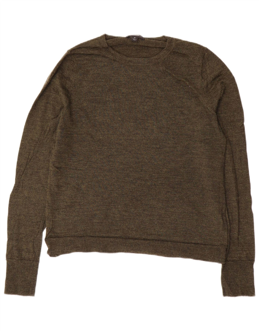 J. CREW Womens Boat Neck Jumper Sweater UK 14 Medium Khaki Merino Wool