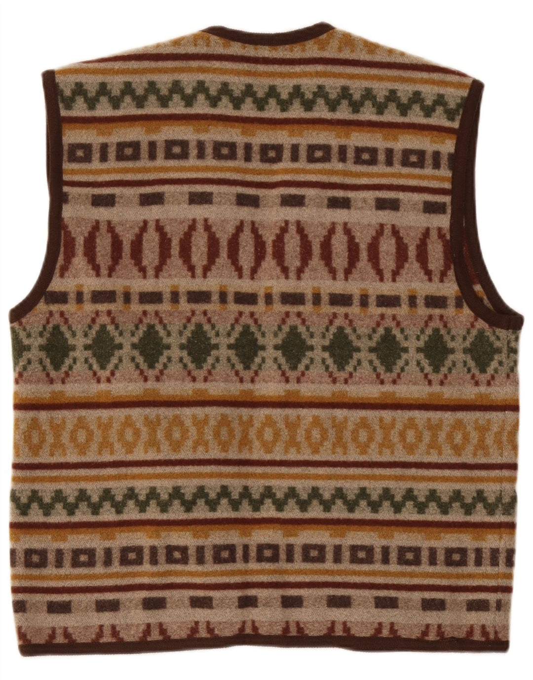 Vintage Mens Waistcoat Large Brown Geometric