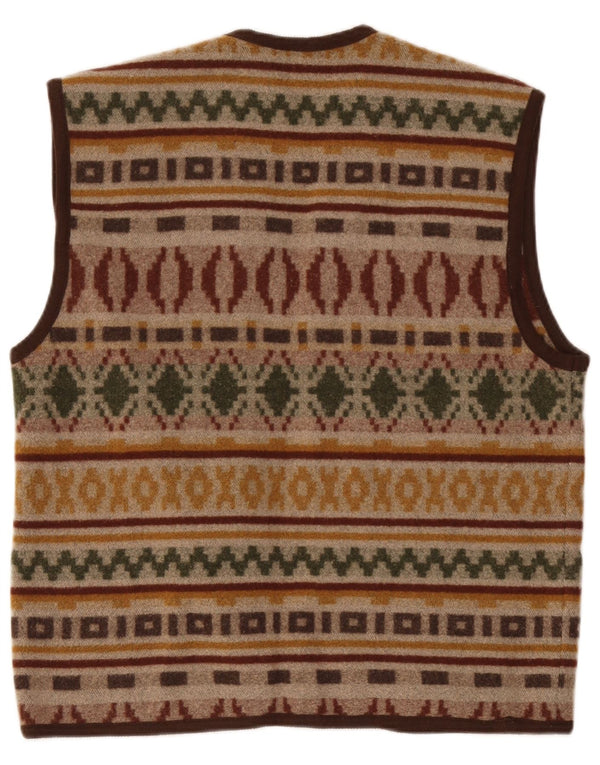 Vintage Mens Waistcoat Large Brown Geometric
