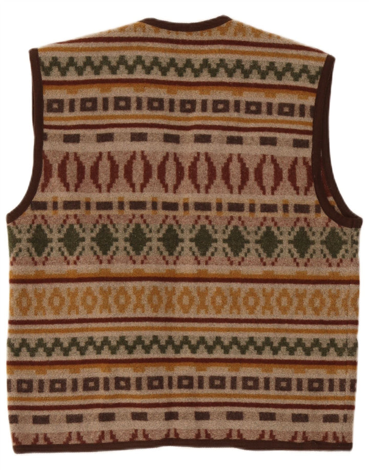 Vintage Mens Waistcoat Large Brown Geometric