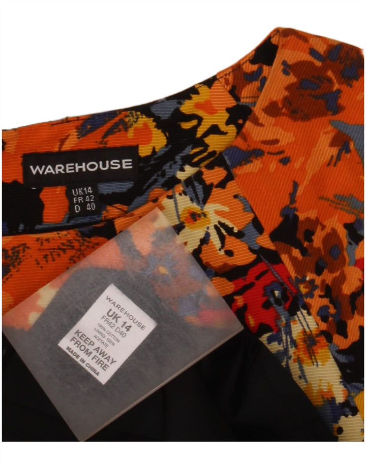 Warehouse Womens Shift Dress UK 14 Medium Multicoloured Floral Cotton
