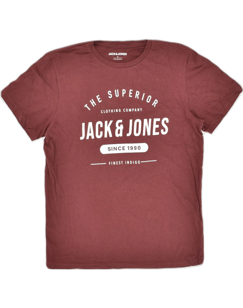 JACK & JONES Mens Graphic T-Shirt Top Medium Maroon Cotton | Vintage Jack & Jones | Thrift | Second-Hand Jack & Jones | Used Clothing | Messina Hembry 