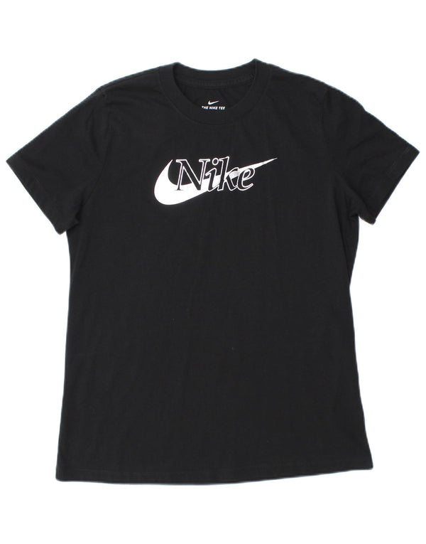 Nike Womens Graphic T-Shirt Top UK 12 Medium Black