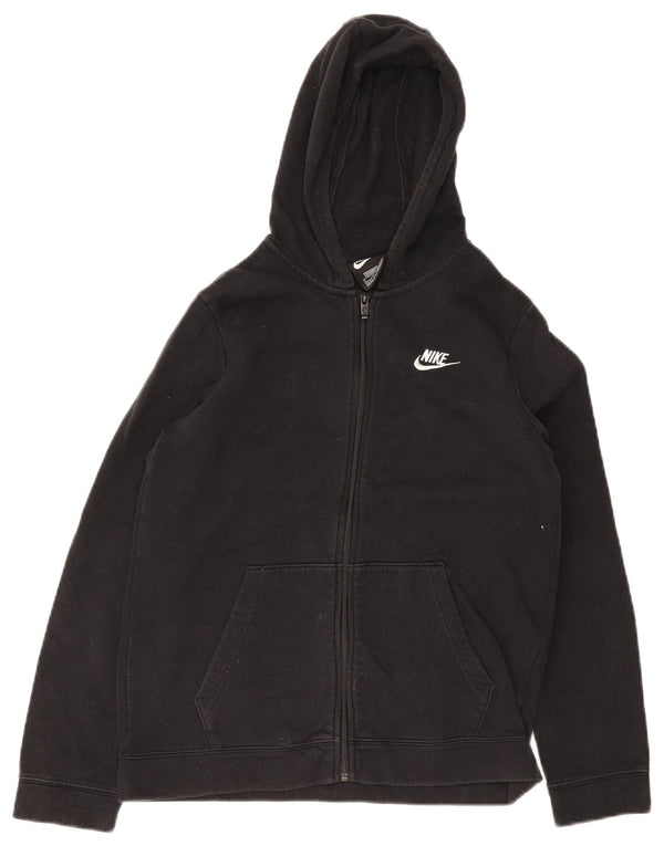 Nike Boys Standard Fit Zip Hoodie Sweater 13-14 Years XL Black Cotton
