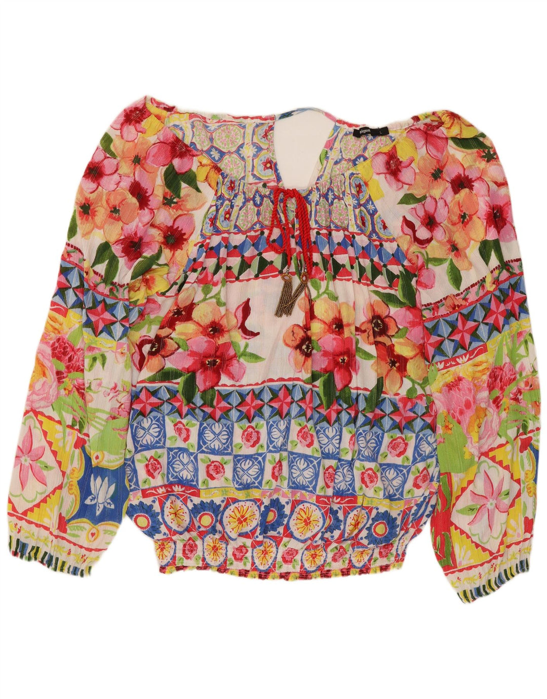 DESIGUAL Womens Oversized Blouse Top UK 16 Large Multicoloured Floral