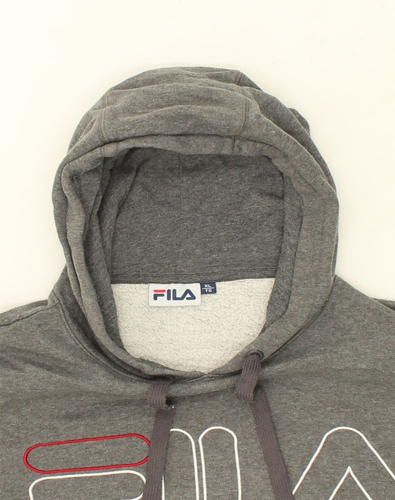 FILA Mens Graphic Hoodie Jumper XL Grey Cotton | Vintage Fila | Thrift | Second-Hand Fila | Used Clothing | Messina Hembry 