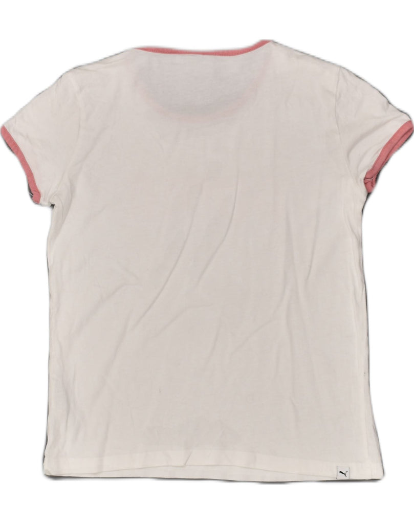 PUMA Womens Graphic T-Shirt Top UK 10 Small White Cotton | Vintage Puma | Thrift | Second-Hand Puma | Used Clothing | Messina Hembry 