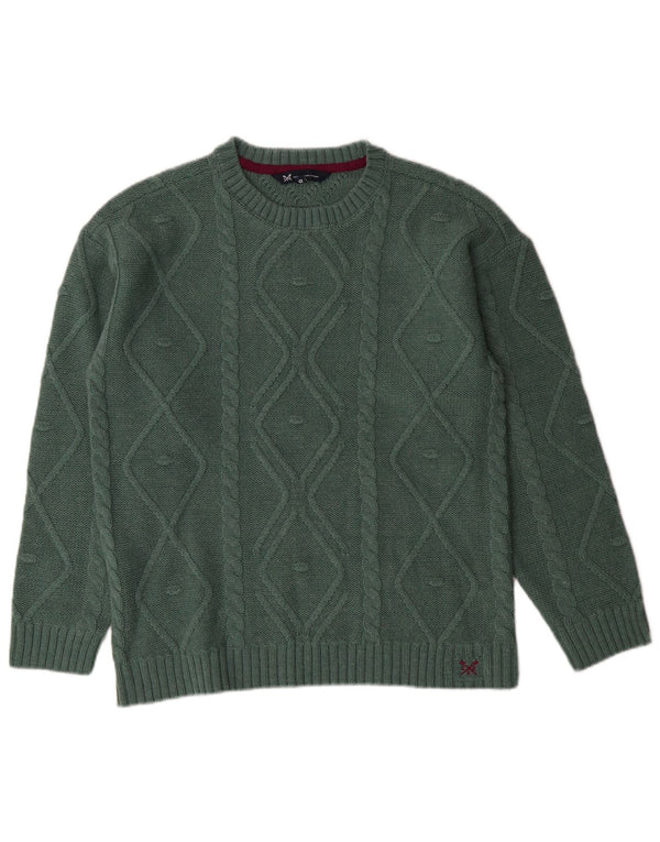 CREW CLOTHING Womens Oversized Crew Neck Jumper Sweater UK 10 Small  Green