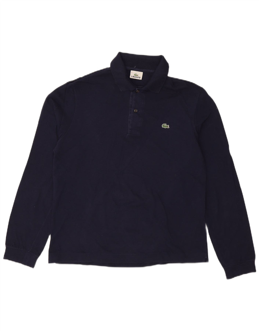 LACOSTE Mens Long Sleeve Polo Shirt Size 4 Medium Navy Blue Cotton