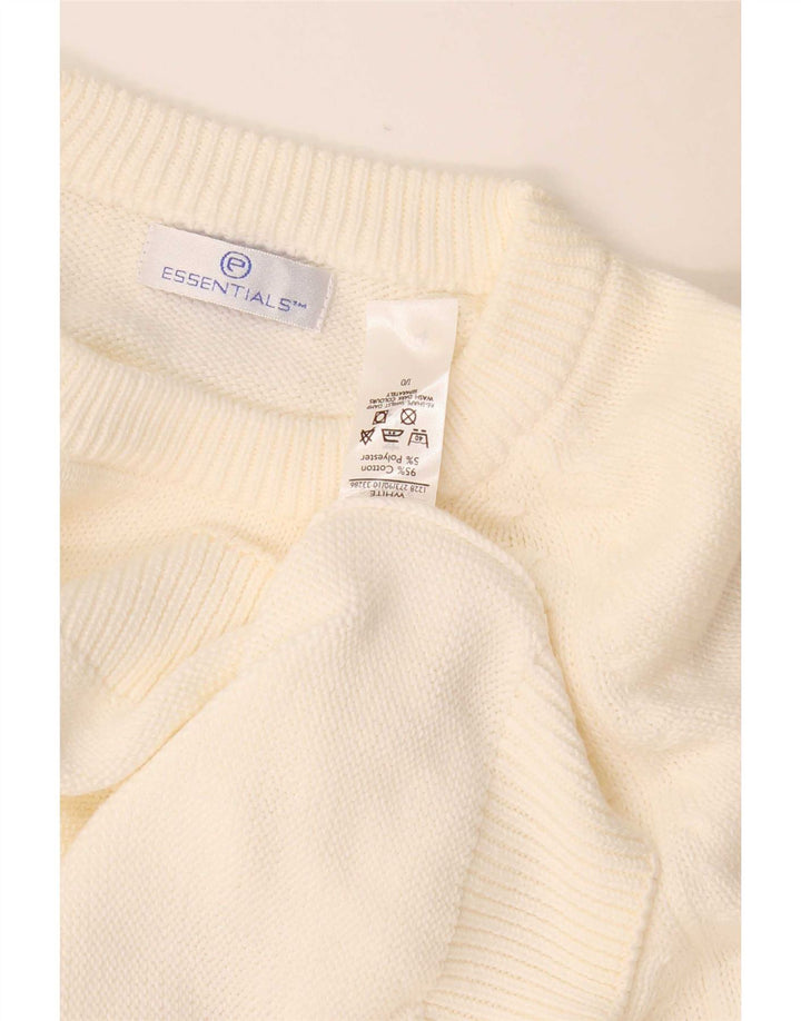 Essentials Mens Crew Neck Jumper Sweater 2XL White Cotton