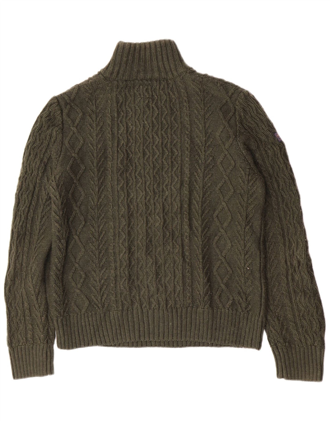 Superdry Mens Zip Neck Jumper Sweater XL Green Acrylic