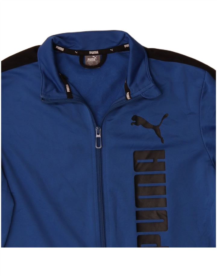 Puma Boys Graphic Tracksuit Top Jacket 15-16 Years Blue Colourblock
