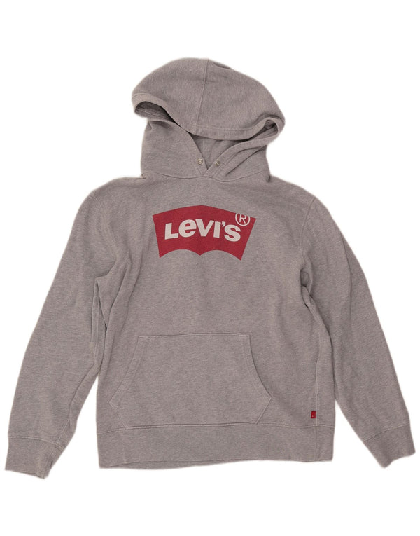 LEVI'S Mens Graphic Hoodie Jumper Medium Grey Cotton