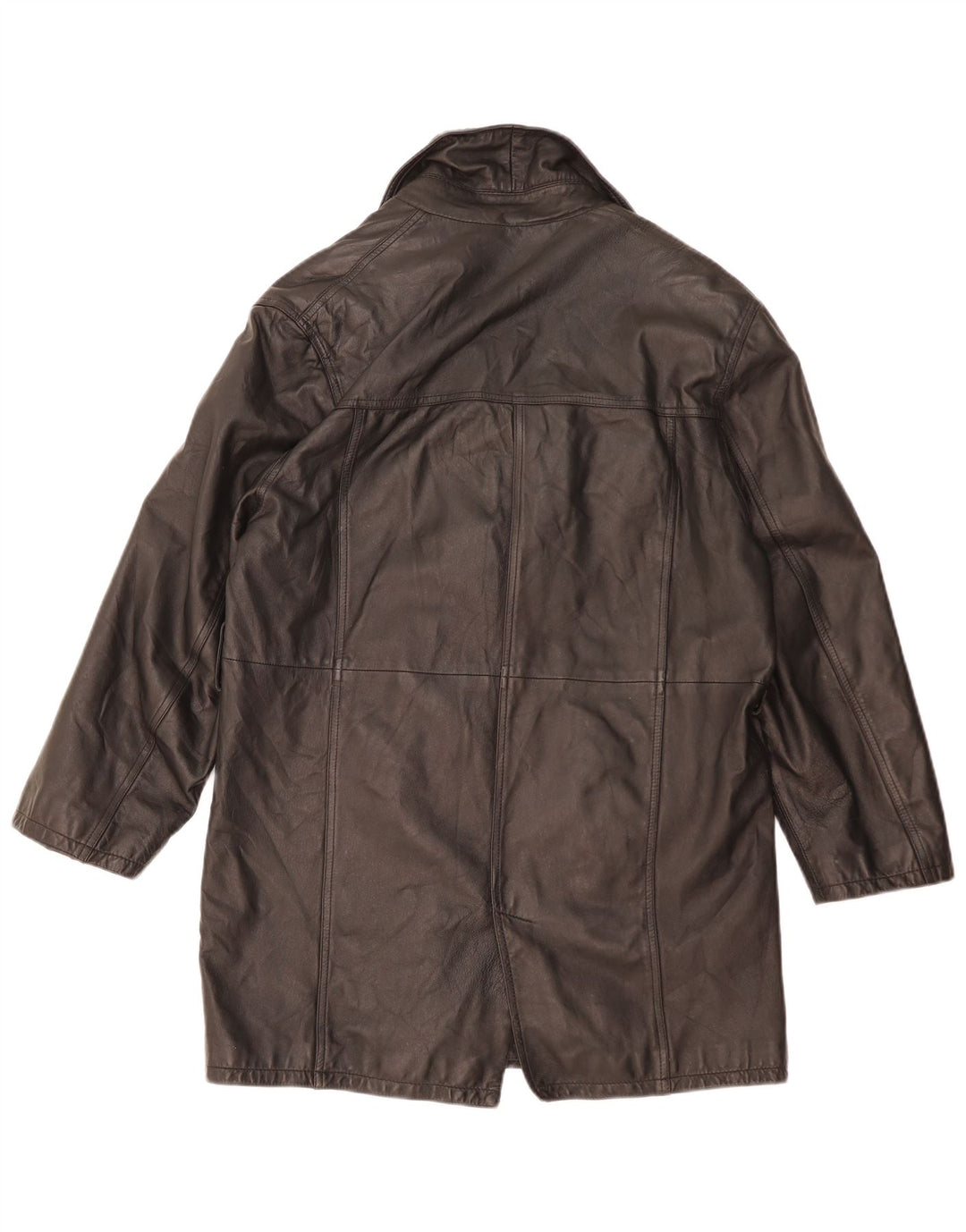 Conbipel Womens Oversized Leather Coat IT 42 Medium Black Leather