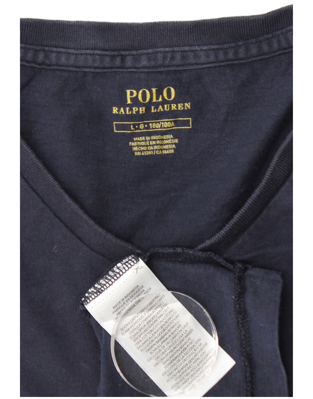 POLO RALPH LAUREN Mens T-Shirt Top Large Navy Blue Cotton