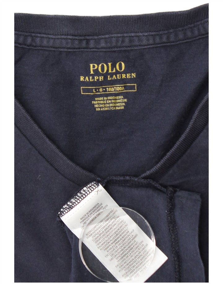 POLO RALPH LAUREN Mens T-Shirt Top Large Navy Blue Cotton