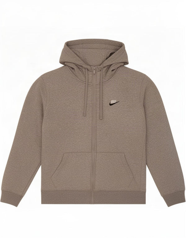 Nike Mens Zip Hoodie Sweater Large Grey Flecked Cotton