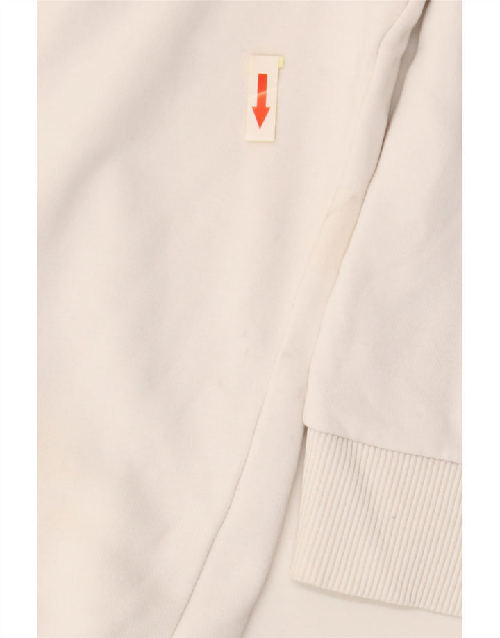 FILA Womens Crop Graphic Hoodie Jumper UK 10 Small White Cotton