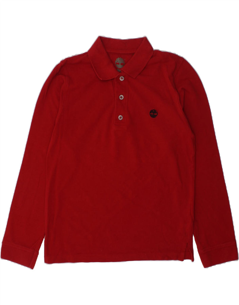 TIMBERLAND Boys Long Sleeve Polo Shirt 9-10 Years Red Cotton | Vintage Timberland | Thrift | Second-Hand Timberland | Used Clothing | Messina Hembry 