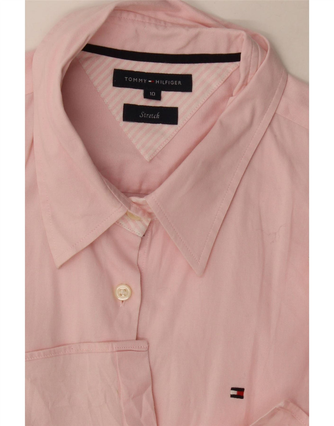 Tommy Hilfiger Womens Formal Shirt US 10 Large Pink Striped