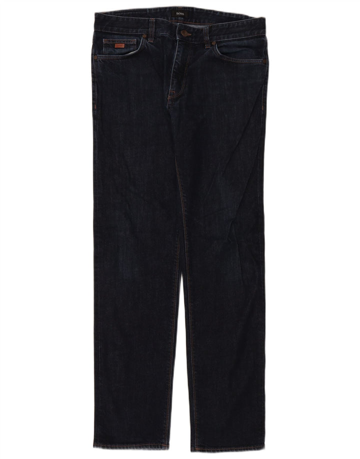Hugo Boss Mens Straight Jeans W32 L32 Navy Blue Cotton