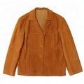 Vintage Womens 3 Button Suede Blazer Jacket UK 14 Medium Beige